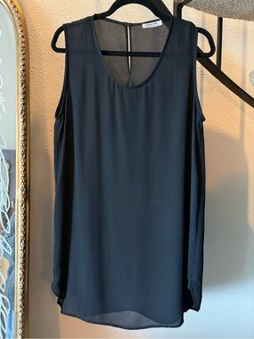 Banana Blue Black Sleeveless Chiffon Tank Size Medium